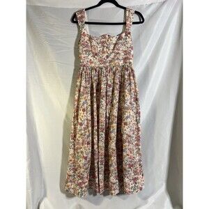 For Love & Lemons Dress Woman's S Arya Midi Corset Mushroom and Roses Floral